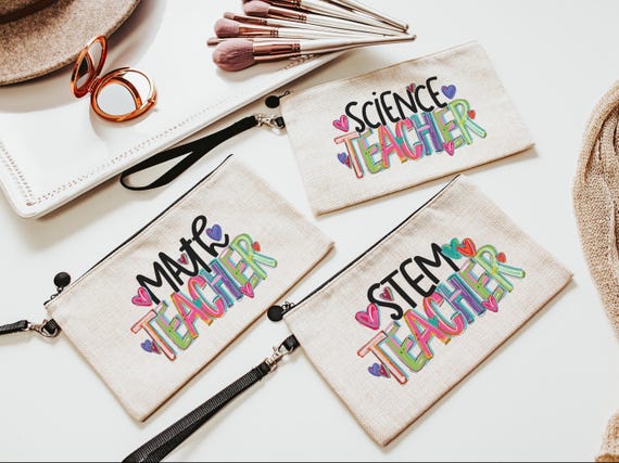 math teacher pencil pouch with zipper, STEM teacher back to school gifts for coworkers, science teacher gifts for women, school supplies