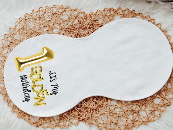 1st birthday burp cloth, golden birthday cake smash outfit boy, first birthday gift ideas, baby gift set, baby bib and burp cloth set, best