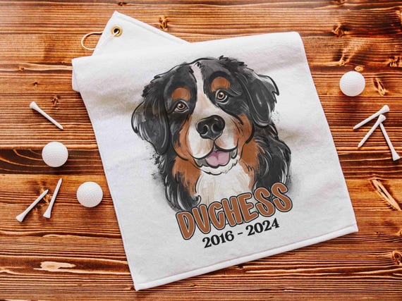 personalized Bernese Mountain dog golf towel dog memorial gift for women, Bernese dog golf gifts for ladies for golf bags, dog lover