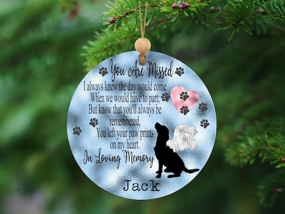 personalized paw prints on my heart dog memorial ornament for dogs that passed away, in loving memory dog bereavement gift, loss of dog