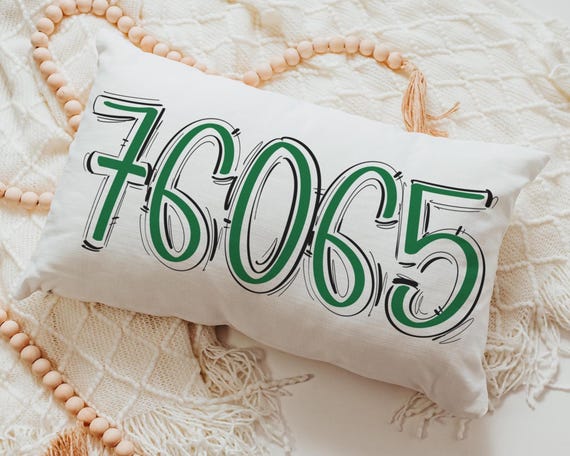 Custom green zip code pillow