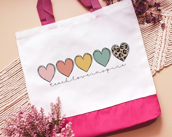 teach love inspire cute teacher bag for women, preschool teacher tote bag for school, 2025 teacher appreciation gift from admin, best gifts