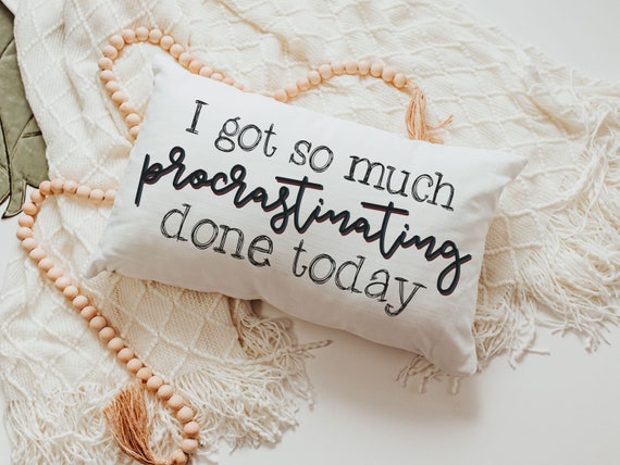 procrastination lumbar pillow for chair, funny graduation gift for college students, goodbye gift for co workers, throw pillow for couch