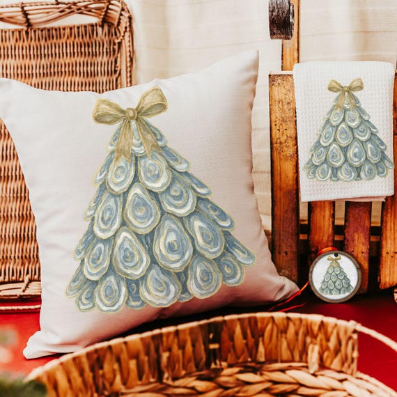Oyster Christmas Tree Pillow