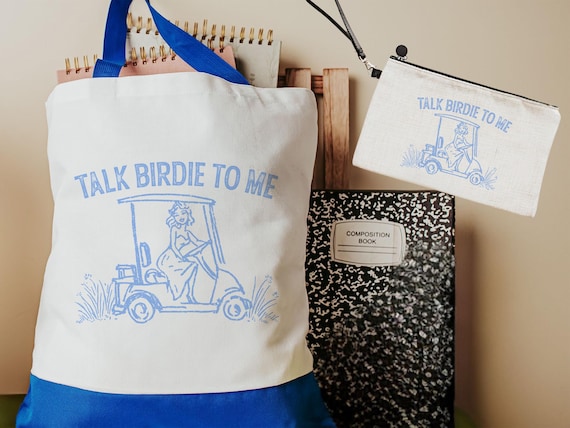 Talk birdie to me columbia blue tote bag + wristlet