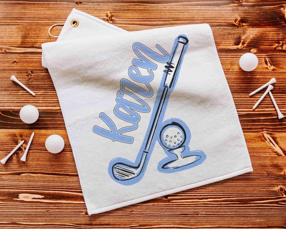 Personalized carolina blue golf towels with hook