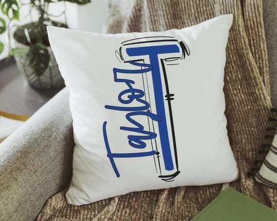 Personalized Royal Blue Pillow With Name
