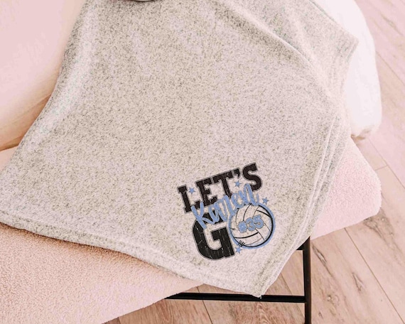 Personalized Carolina blue team number volleyball blanket