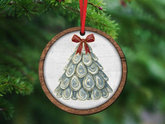oyster shell Christmas tree ornament handmade, oyster Christmas ornament gift best sellers, trendy Christmas gifts for beach lovers, coastal