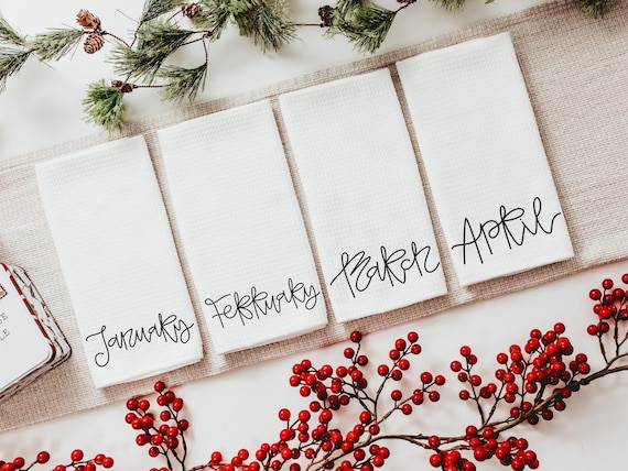 months of the year hand towels for every season SET OF 12, cute kitchen towels for Christmas gifts for new homeowners, minimalist tea towels