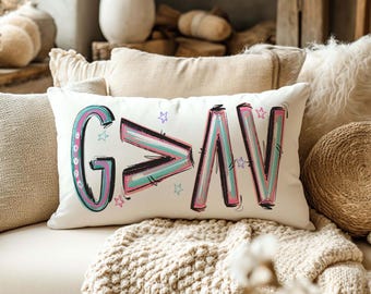 Fundas decorativas para almohadas cristianas "Dios es más grande" de 12x20 pulgadas, regalos de confirmación para adolescentes, regalos religiosos para mujeres, estudio bíblico.