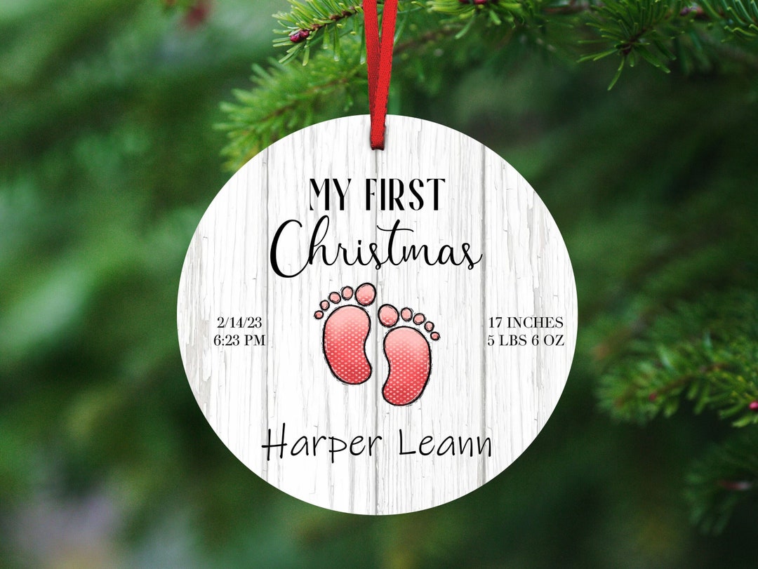 Personalized Babys First Christmas Ornament Girl, Custom Baby Girl