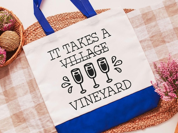funny tote bag for women, wine gifts for Mom, reusable shopping bag, wine birthday gifts for best friend, vineyard bridal shower favors for