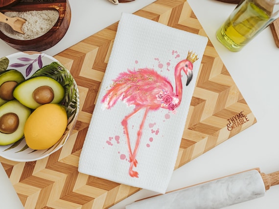 queen flamingo kitchen towel pink flamingo hand towels for bathroom, floral flamingo bridal shower kitchen gifts, cute gifts for best friend