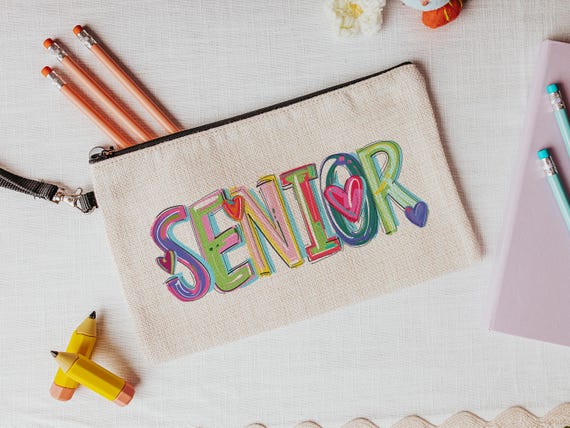 back to school pencil pouch with zipper, high school senior gifts for girls, class of 2026 school supplies, backpack accessories, first day