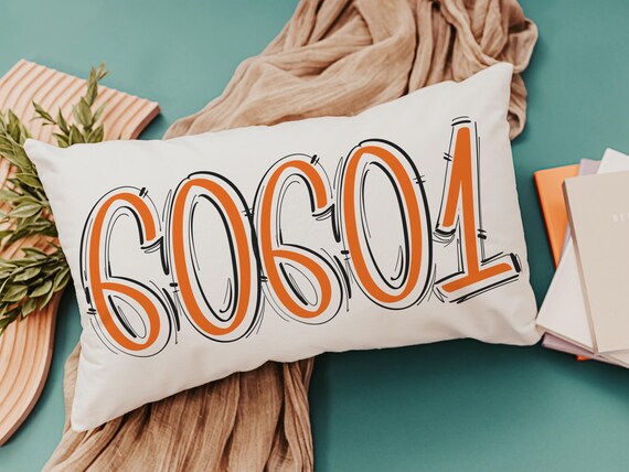 Custom Orange Zip Code Pillow