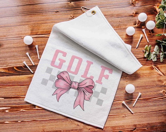 Pink bow golf towels with grommet