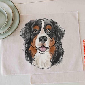 Bernese mountain dog placemats, Berner table runner for dining table, oven mitt pot holder, Bernese mountain dog hostess gifts for women