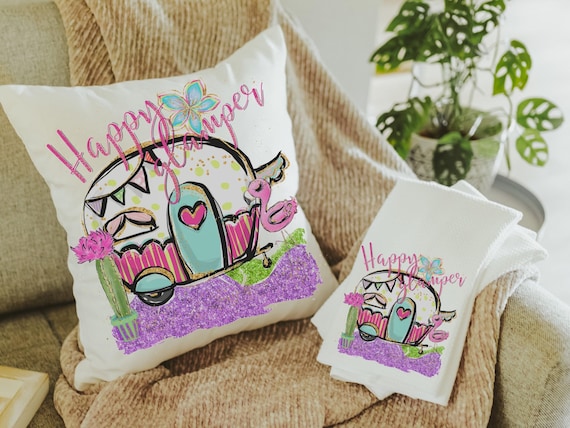 Happy Glamper Pillow & Towel Set