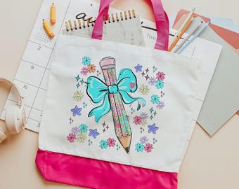 Bolso de mano colorido con estampado de leopardo para profesores, ideal para guardar libros, regalos bonitos para compañeros de trabajo, bolso de mano coqueto para lápices para profesores, jardín de infancia.
