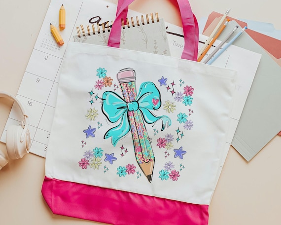 Colorful leopard print teacher tote bag