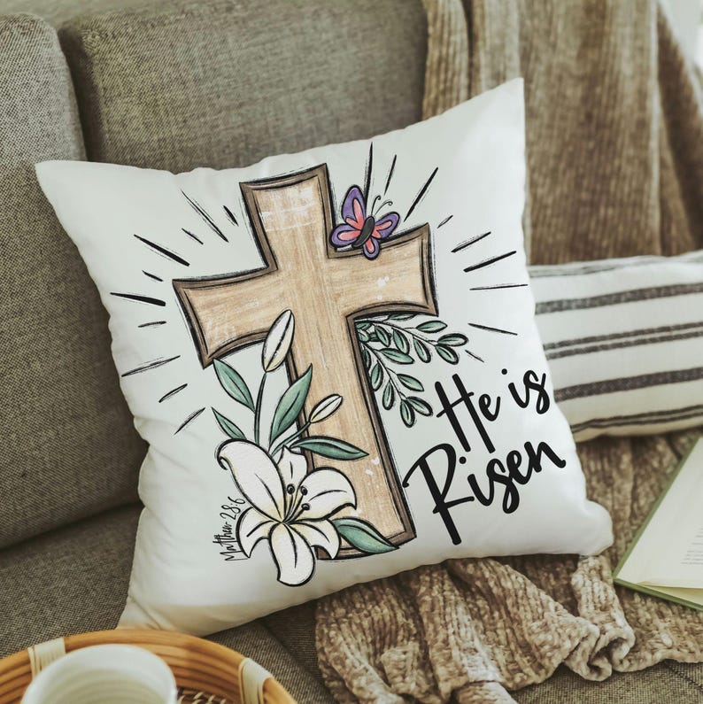 CapableByDesign He is risen throw pillow