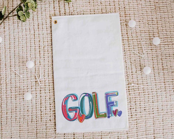 Colorful girly golf towel with grommet