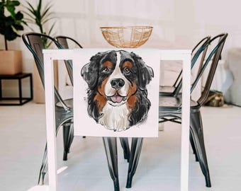 Bernese mountain dog table runner for coffee table, Berner table runner decor for dining table, Bernese mountain dog hostess gifts for women