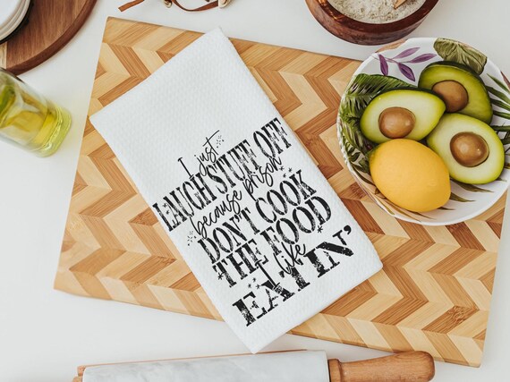 I can't go to prison sarcastic kitchen towels, cooking gifts for women, bestie birthday gifts for her, funny kitchen decor, snarky gifts for