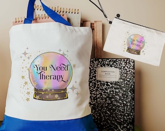 you need therapy sassy tote bags for women, therapist gift funny wristlet with zipper, custom quote totes for nurses, mental health gifts