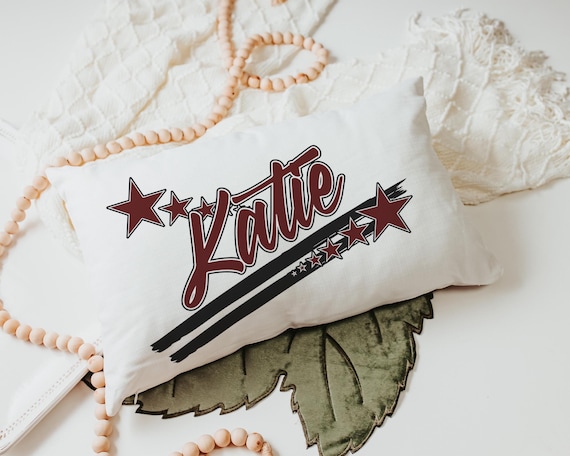 Personalized Maroon Name With Stars Pillow