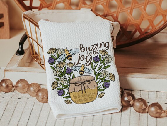 Psalm 118 this is the day Bible verse kitchen towels, Christian gifts for women sisters in Christ, honey bee kitchen decor, bumble bee gifts