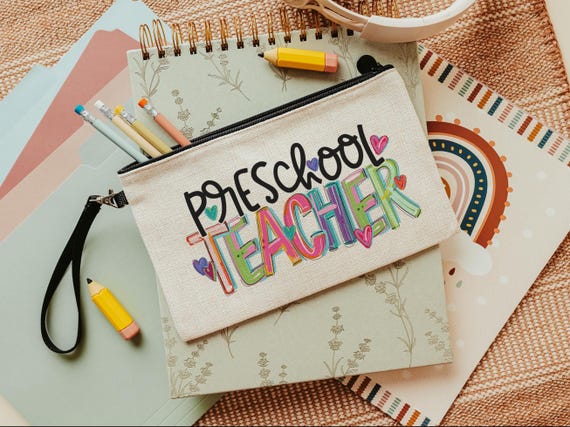 back to school pencil pouch with zipper, preschool teacher gifts for women, first day of school gifts for teachers, pre k school supplies