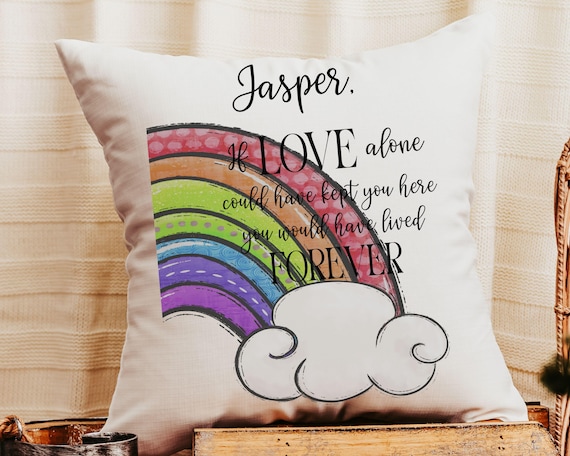 personalized cat rainbow bridge throw pillow for couch, grieving cat owner gift, cat loss gifts cat sympathy gift for women loss of cat gift