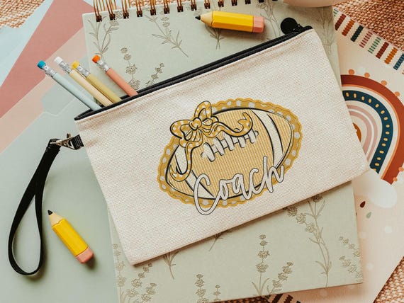 personalized school spirit pencil bag for girls, cheer squad gifts, yellow coquette makeup bag for teenage girls, 2026 senior cheer