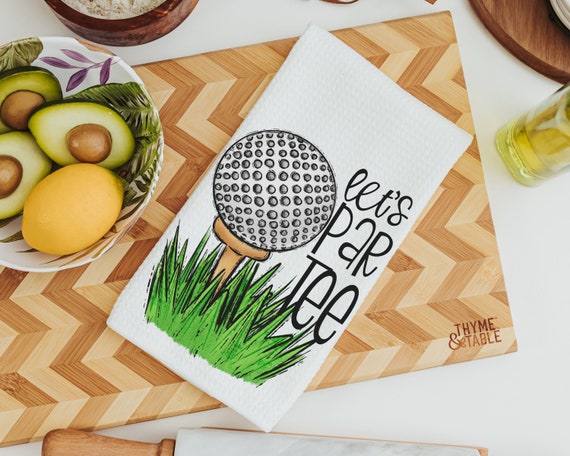 lets par tee golf kitchen towels for bridal shower, lady golfer gifts for women, funny golf hand towel for bathroom, golf gifts for her
