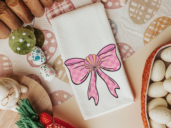 beach coquette kitchen towels for summer hand towels for bathroom, beach house gifts, pink and orange coastal seashell decor, trendy kitchen