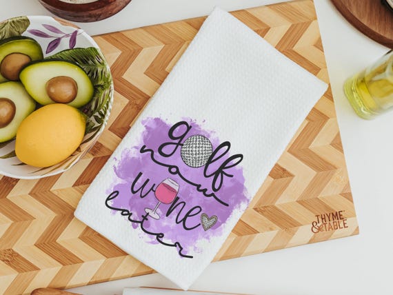 golf now wine later golf kitchen towel for wine lovers, golf wife lady golfer gifts, funny golf hand towel for bathroom, golf gifts for her