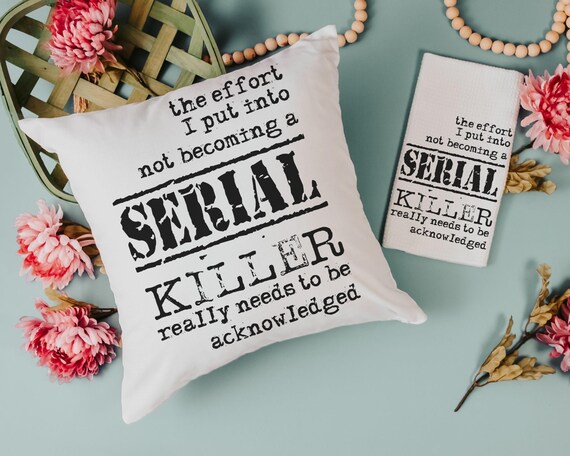 detective book reading nook pillow, dark humor gift set for best friend, serial killers and chill true crime gifts for women, funny towels