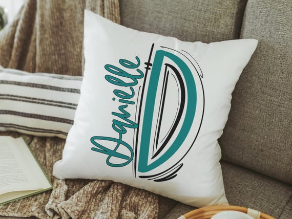 Personalized Teal Name Throw Pillow
