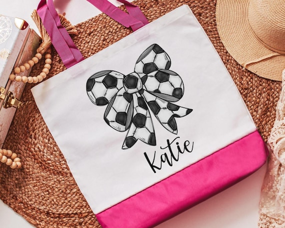 Personalized soccer tote bag with name