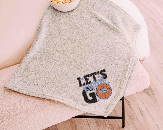 Personalized team number carolina blue basketball blanket with name