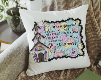 it is well with my soul hymn pillow for couch, floral Christian gifts for women faith throw pillow covers 18x18, religious gifts for Mom