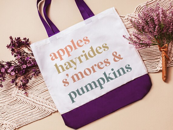 fall things fall vibes tote bag for women, apple picking autumn tote bag for teachers, reusable grocery bag cute gifts for sister, October