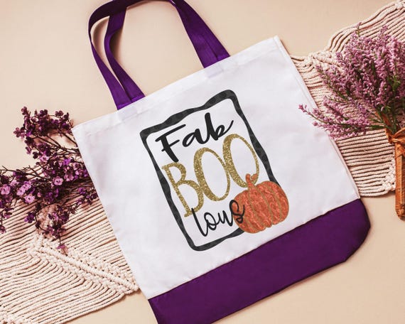 fab boo lous cute Halloween tote bag for women, trick or treat bag for girls, funny Halloween gifts for adults, eco friendly gifts, reusable