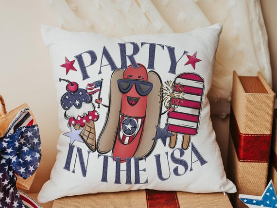 Party In The USA Hot Dog Pillow