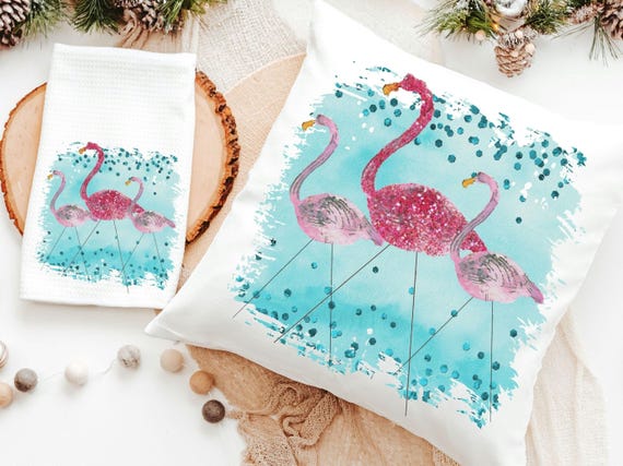 Flamingo Throw Pillow & Towel Set
