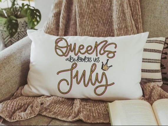queens are born in July cute lumbar pillow for living room, July birthday gifts for her, cancer zodiac gifts for women, birthday queen throw