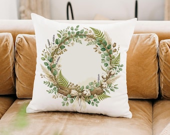 Cojines decorativos bohemios para amantes de las plantas, ideales para bancos, estilo rústico, con forma de corona, perfectos para la sala de estar. Regalos botánicos para ella, decoración de herbario, relajantes.