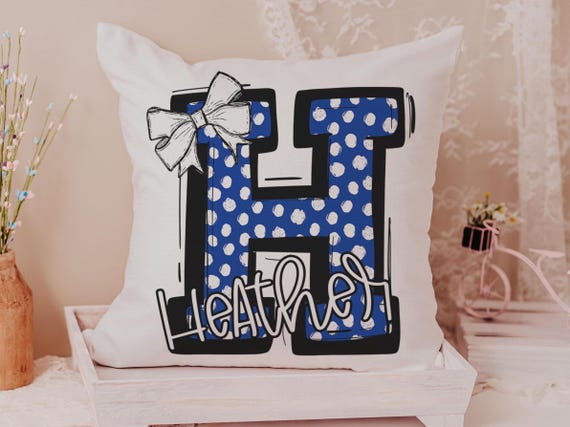 Personalized blue name & initial pillows